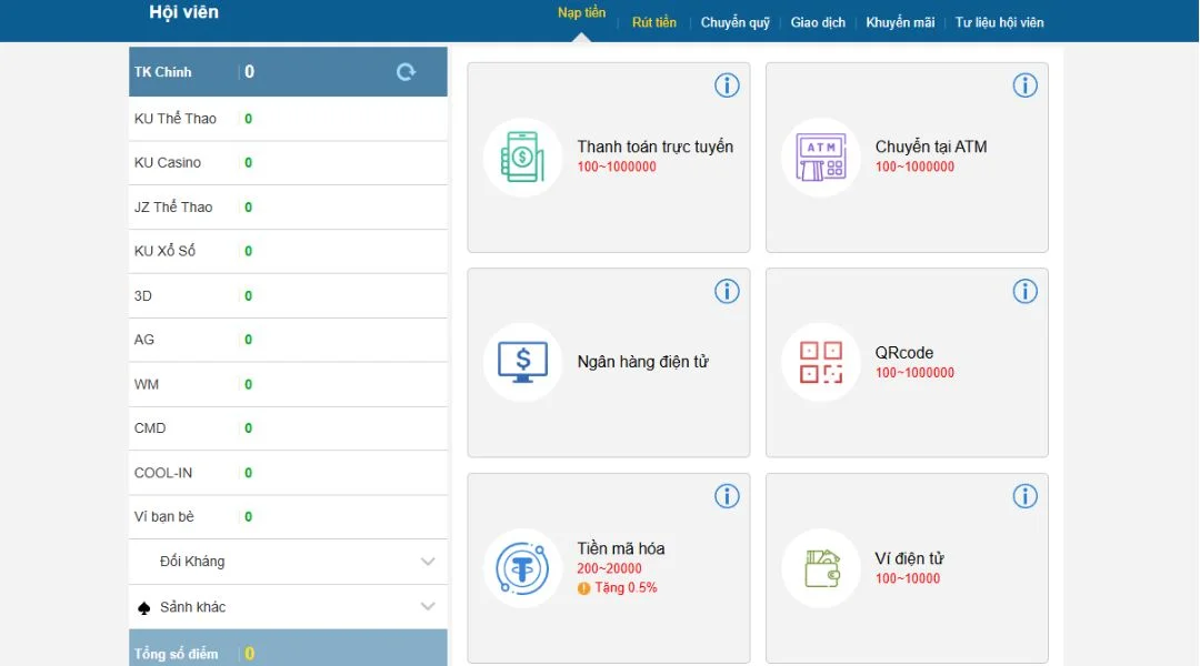 Nạp Tiền Kubet Dễ Dàng Với Nhiều Lựa Chọn